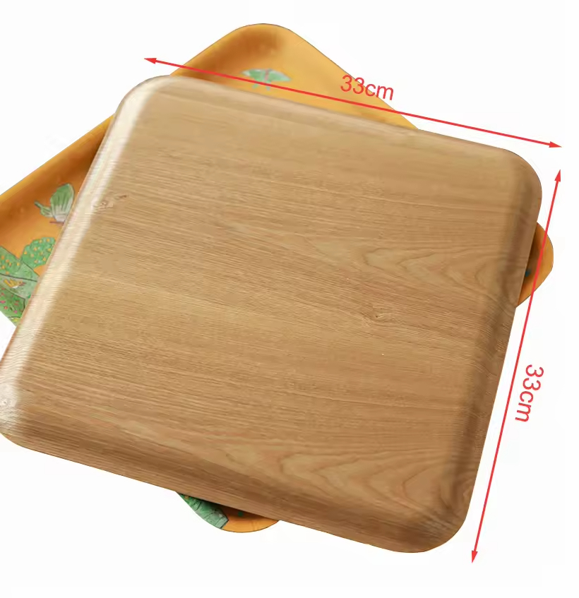 Nonslip Rectangular Floral Printing Fruit Serving Tray