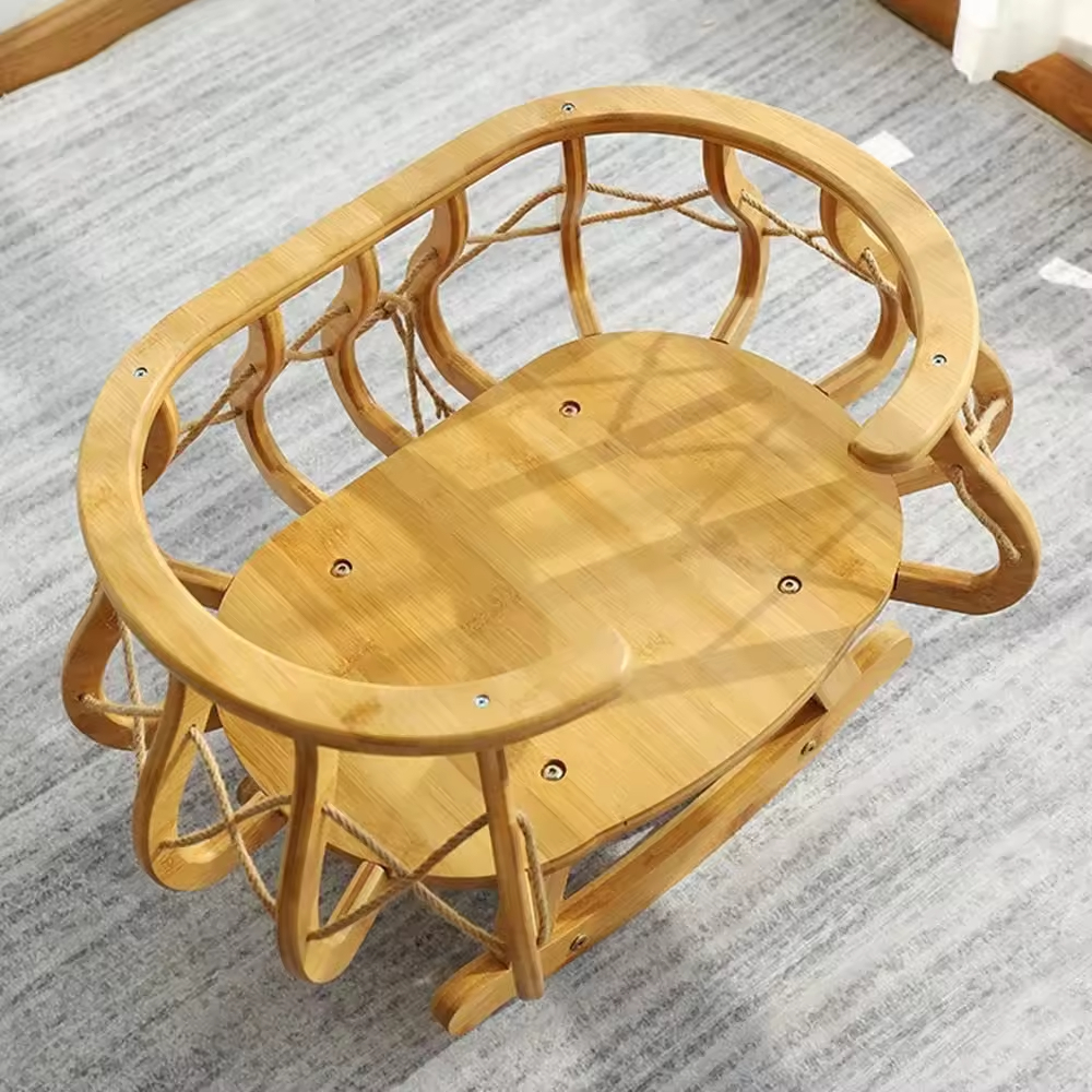 Bamboo Cat Bed Warm Wooden Nest House for Rest & Sleep