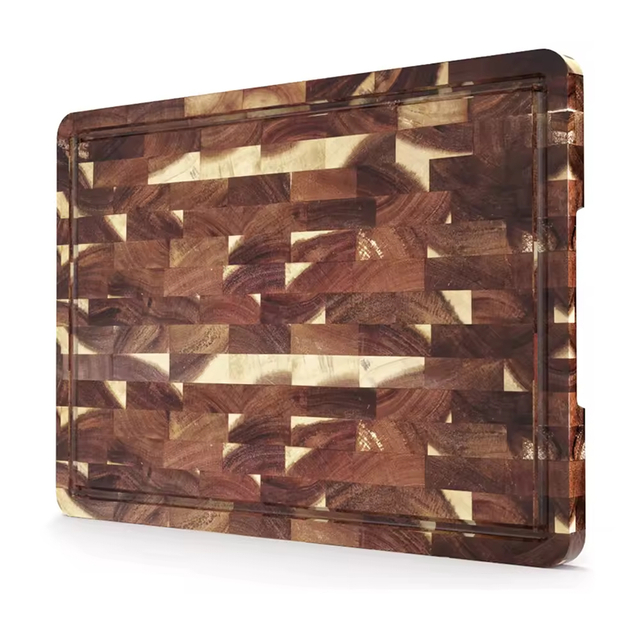 Walnut Wood End Grain Kitchen Cutting Board with Handle Extra Large Wood Chopping Blocks for Food Vegetable Cheese