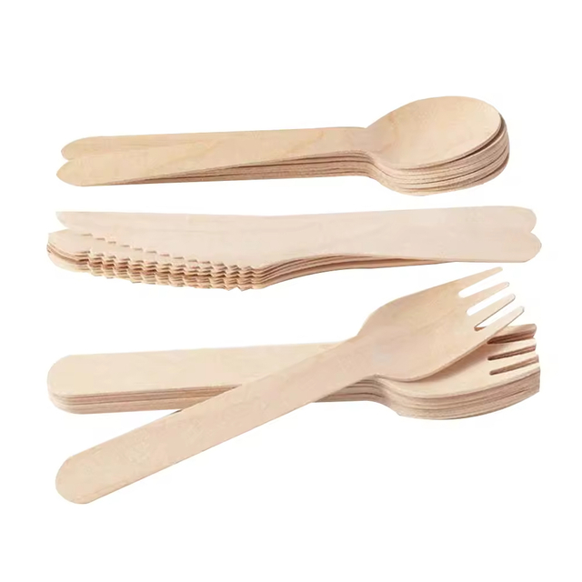 100% Biodegradable Wood Disposable Cutlery for Restaurant and Camping