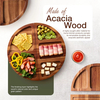 30 Inch Large Acacia Wood Charcuterie Board with 4 Knives Set, Magnetic - 3 Parts Wooden Round Tray for Cheese