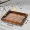 Wood Serving Tray with Black Metal Handles