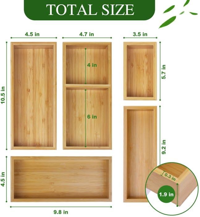 Bamboo Drawer Organizer Set