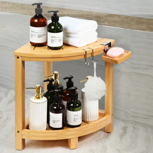 2-Tier Bamboo Corner Shower Stool 
