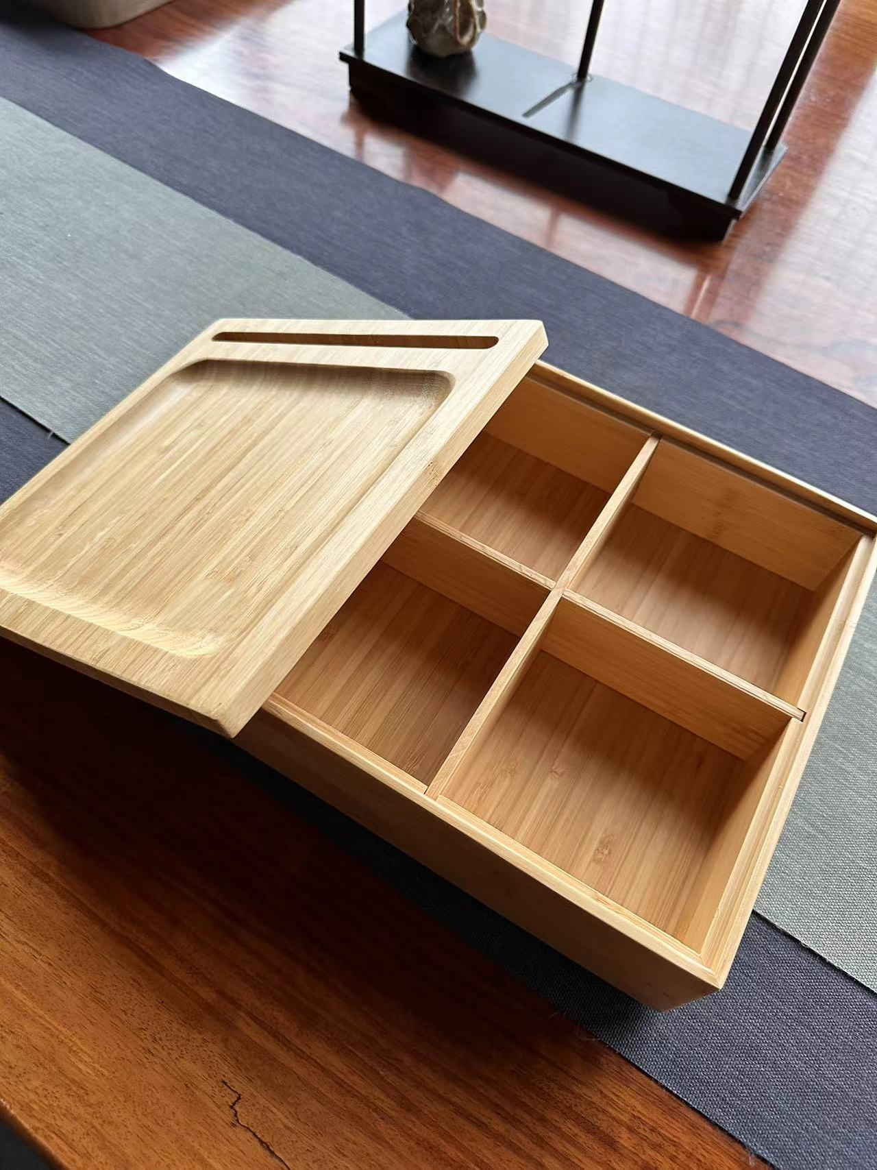 Bamboo Divided Snack Tray 