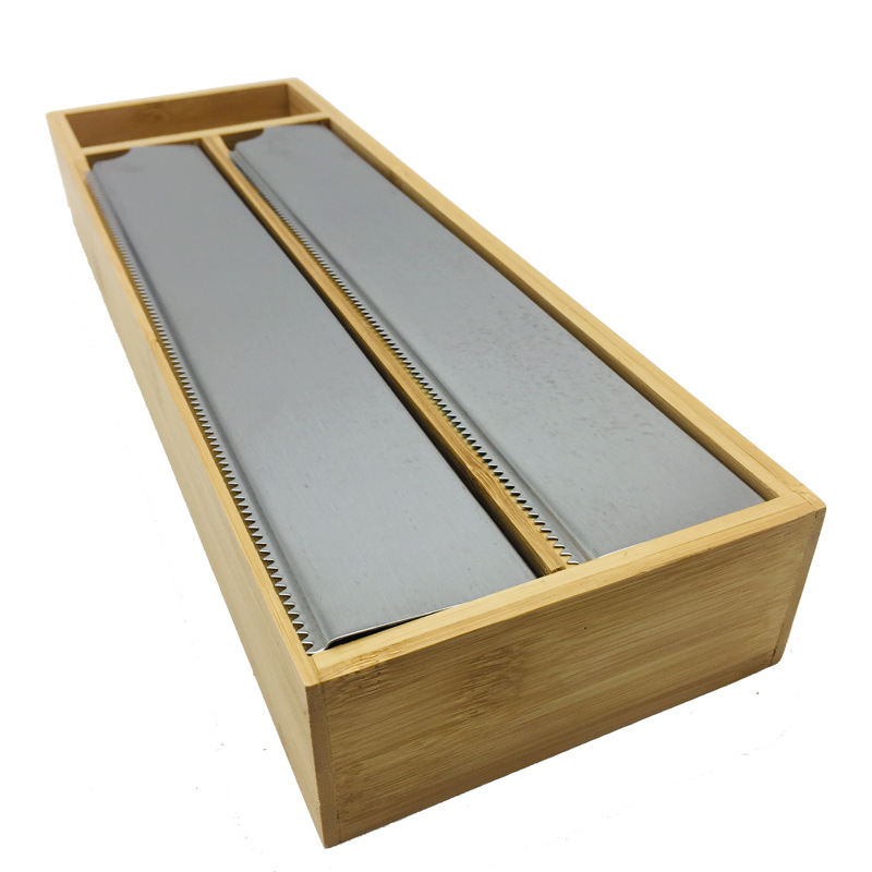 Bamboo 2 In 1 Wrap Organizer with Cutter and Labels Plastic Wrap