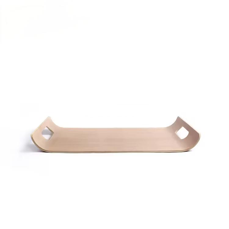 Anti slip Bent Wooden Snack Serving Tray Set With Handles Dinnerware