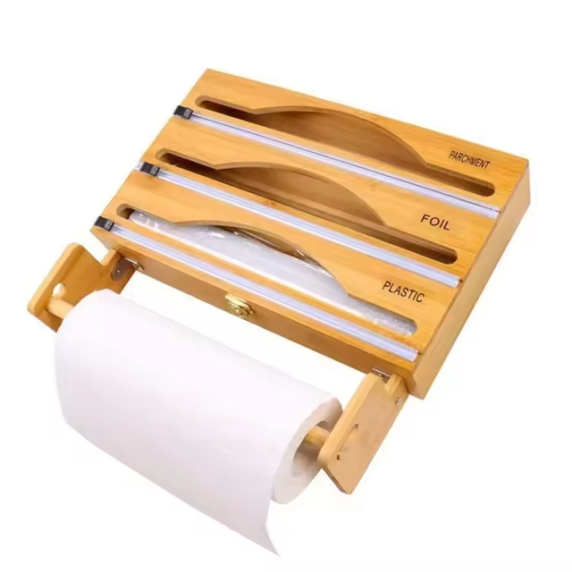 Roll Wrap Dispenser Kitchen Wrap Dispenser with Cutter and Labels