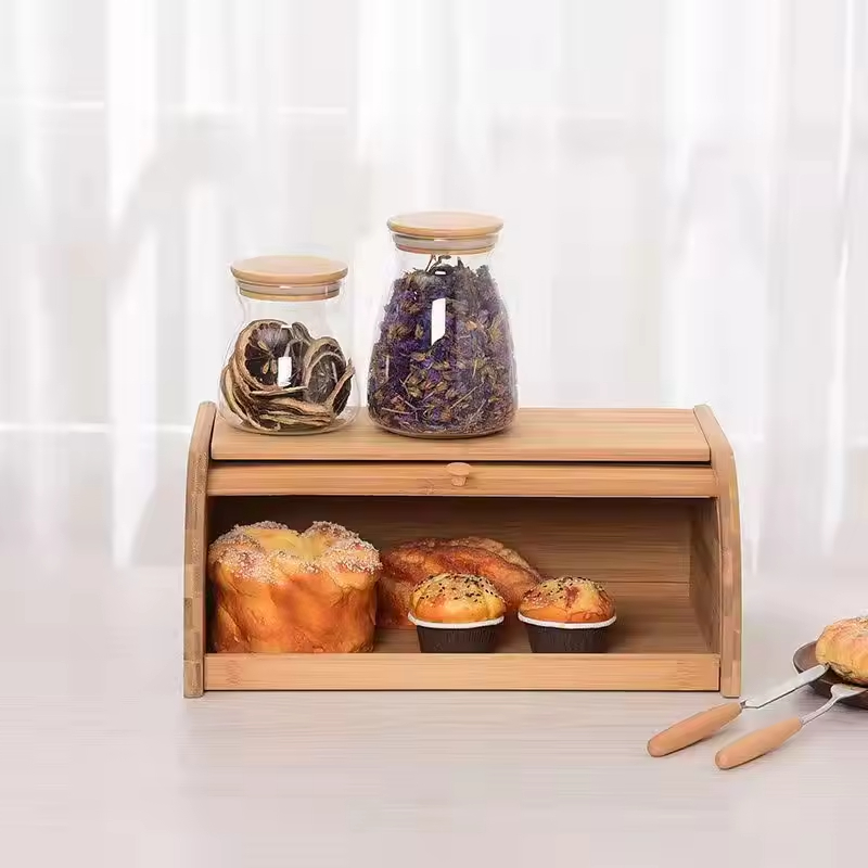 Bamboo Bread Box for Kitchen Food Container