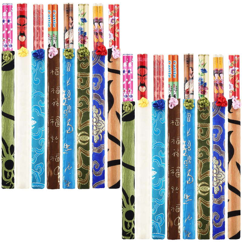 Bamboo Chopsticks with Elegant Silk Brocade Pouch