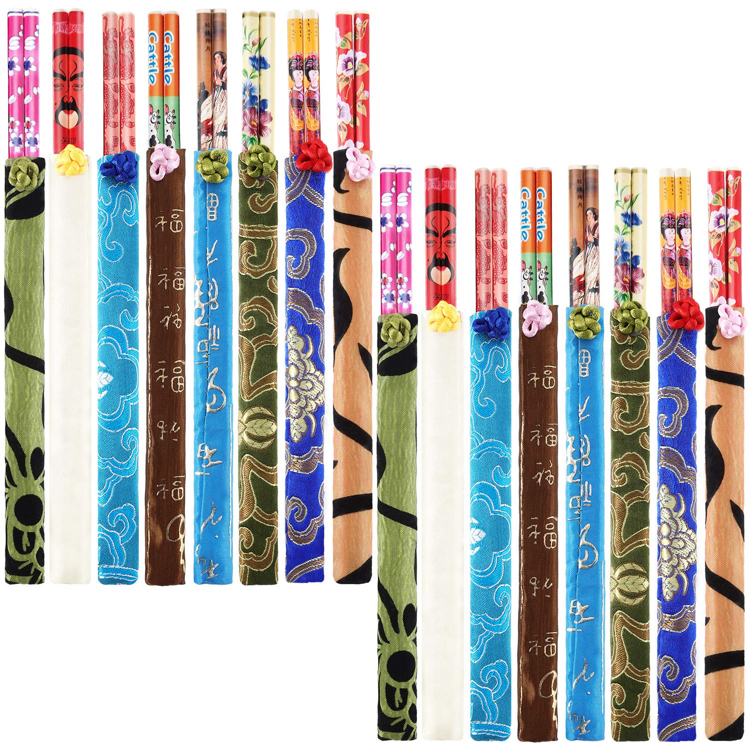 Bamboo Chopsticks with Elegant Silk Brocade Pouch