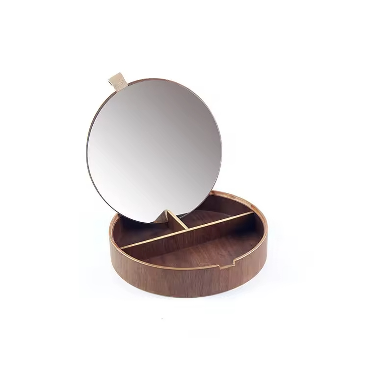 4 Slot Custom Logo Willow Walnut Wooden Bangle Watch Storage Jewelry Box With Mirror