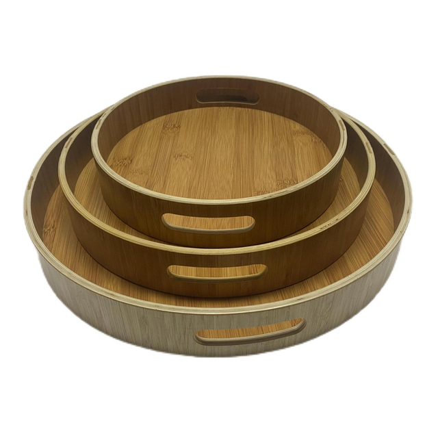 Customized Wholesale Multifunction Natural Wooden Large Rounds Serving Tray