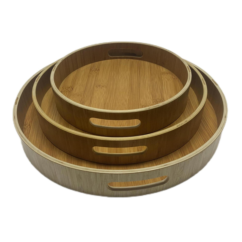 Customized Wholesale Multifunction Natural Wooden Large Rounds Serving Tray