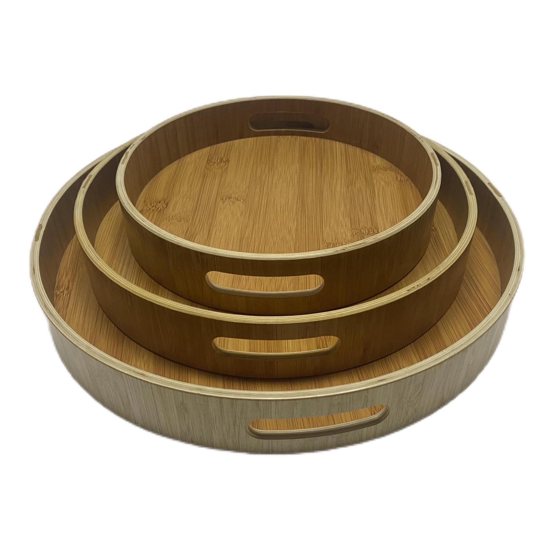 Customized Wholesale Multifunction Natural Wooden Large Rounds Serving Tray