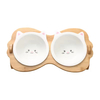 Bamboo Cat Food Bowls Stand Elevated Feeder for Small Dogs and Cats Animal Feeders