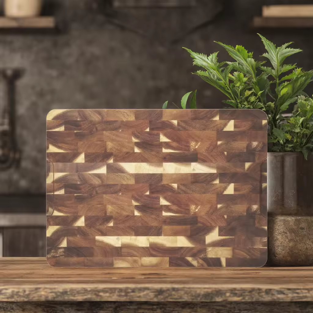 Walnut Wood End Grain Kitchen Cutting Board with Handle Extra Large Wood Chopping Blocks for Food Vegetable Cheese