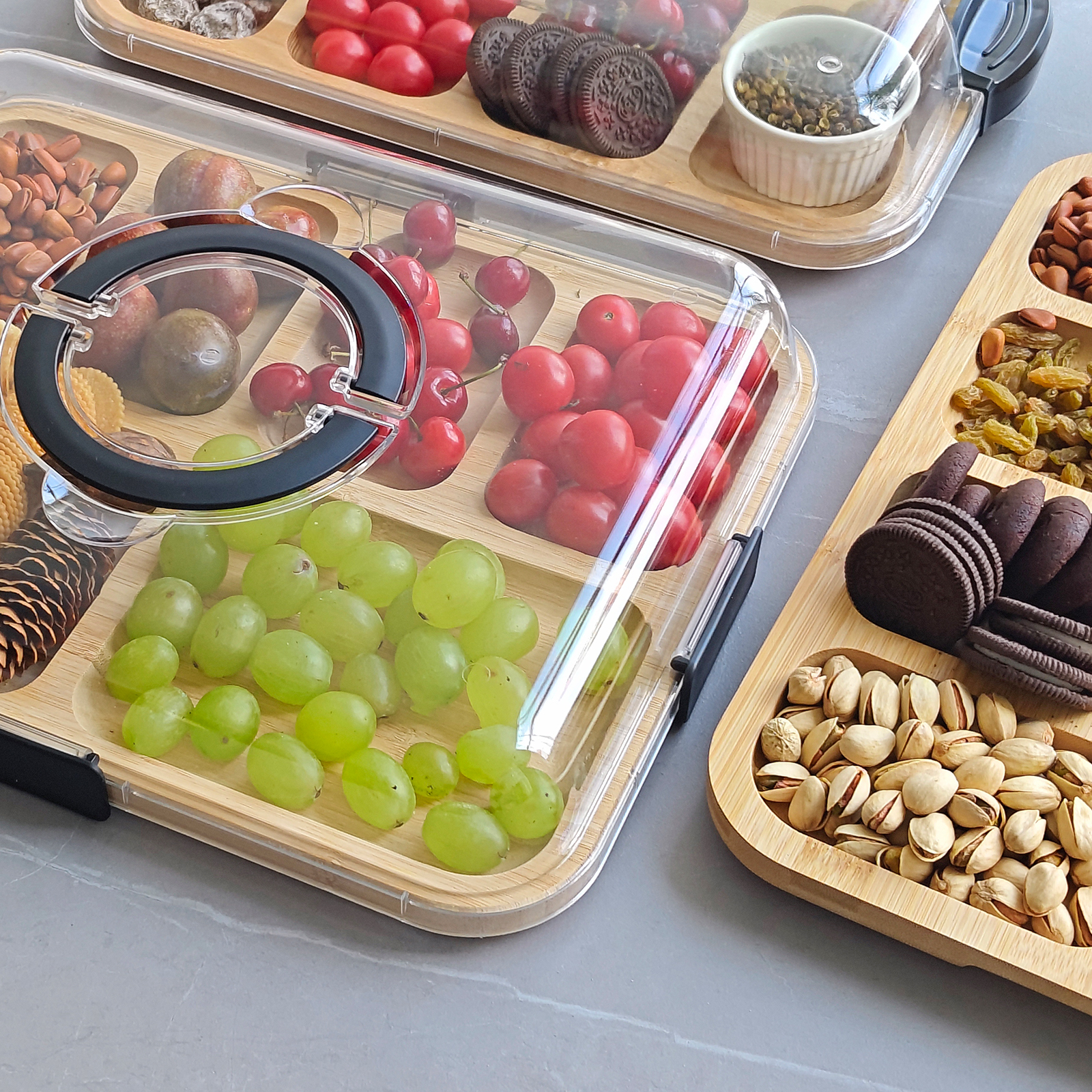 Charcuterie Boards with Lid Portable Cutting Boards for Kitchen Bamboo Cheese Board for Snack