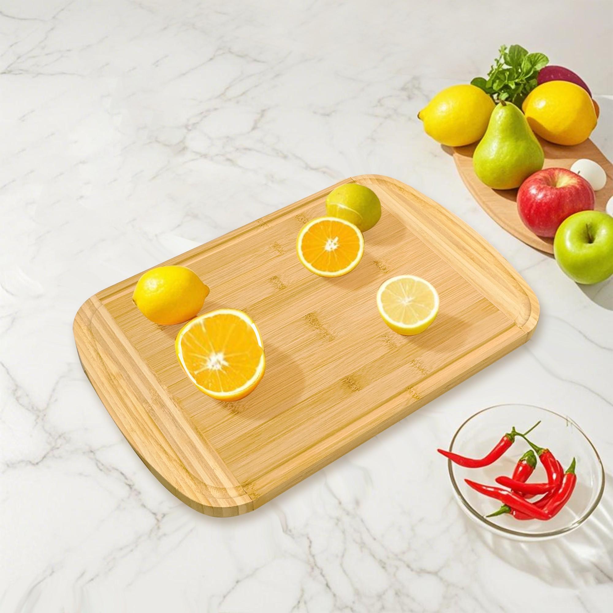 Multi-functional Bulk Size Kitchen Wood Grain Carving Custom Bamboo Cutting Board