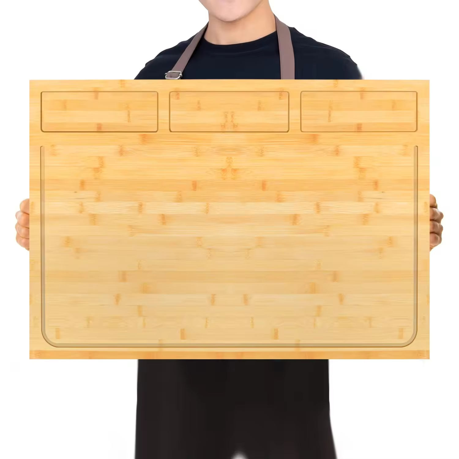 Bamboo Cutting Chopping Board Gas Stove Top Cover Board for Electric, Gas Wood Noodle Board Stove Cover With Handles