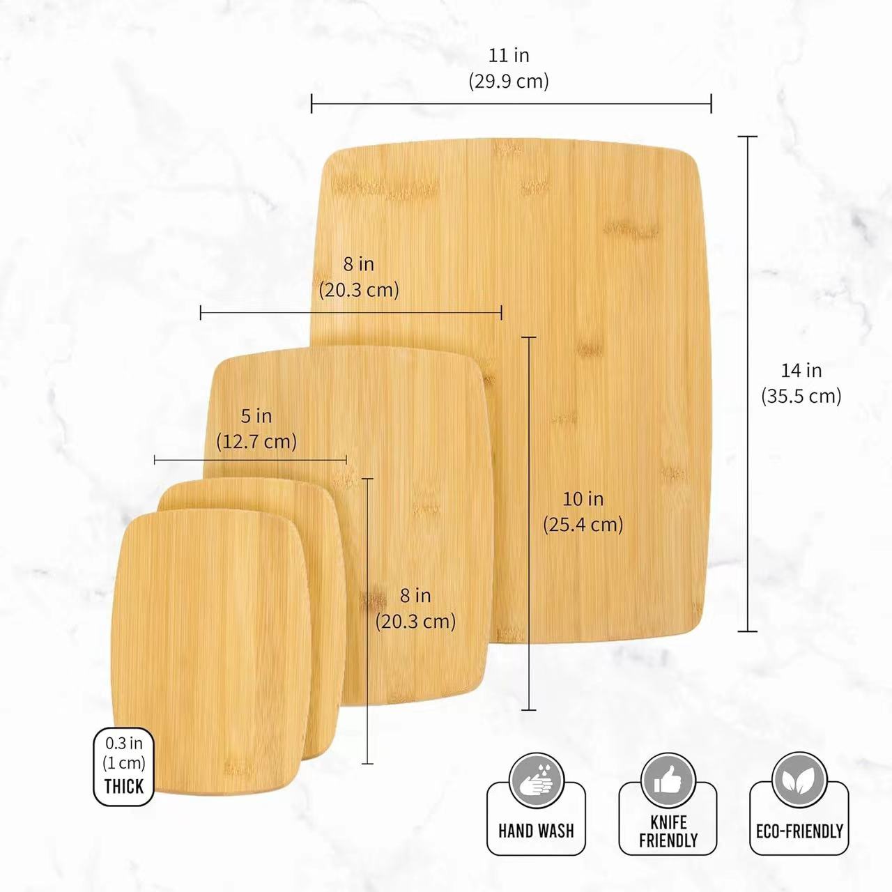 4-Piece Reversible Bamboo Cutting