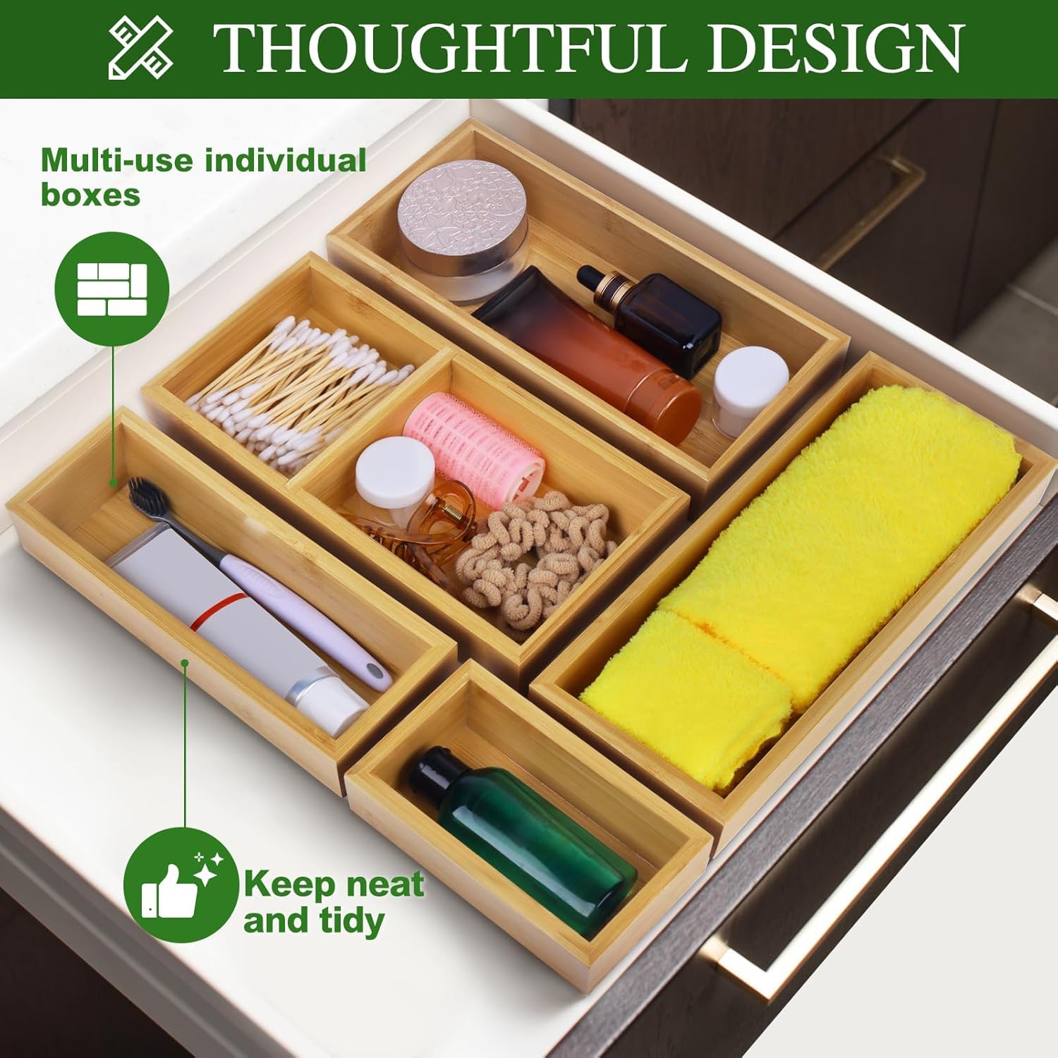 Bamboo Drawer Organizer Set