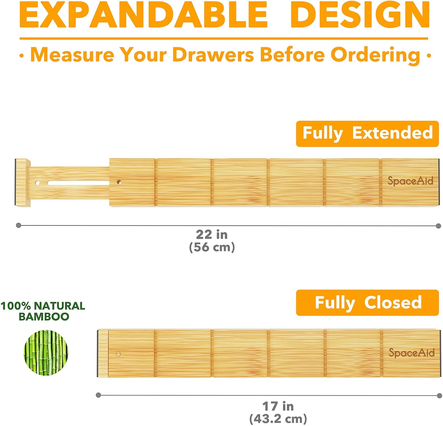 Bamboo Drawer Dividers with Inserts and Labels