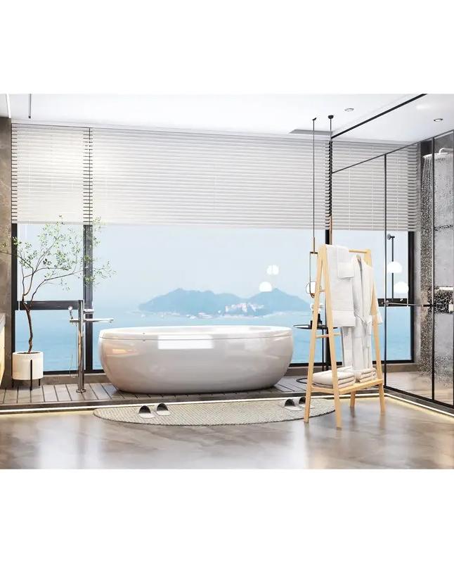 HOMEFISH Bamboo Ladder Towel Rack with Storage Shelf