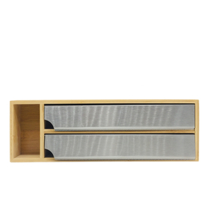 Bamboo 2 In 1 Wrap Organizer with Cutter and Labels Plastic Wrap
