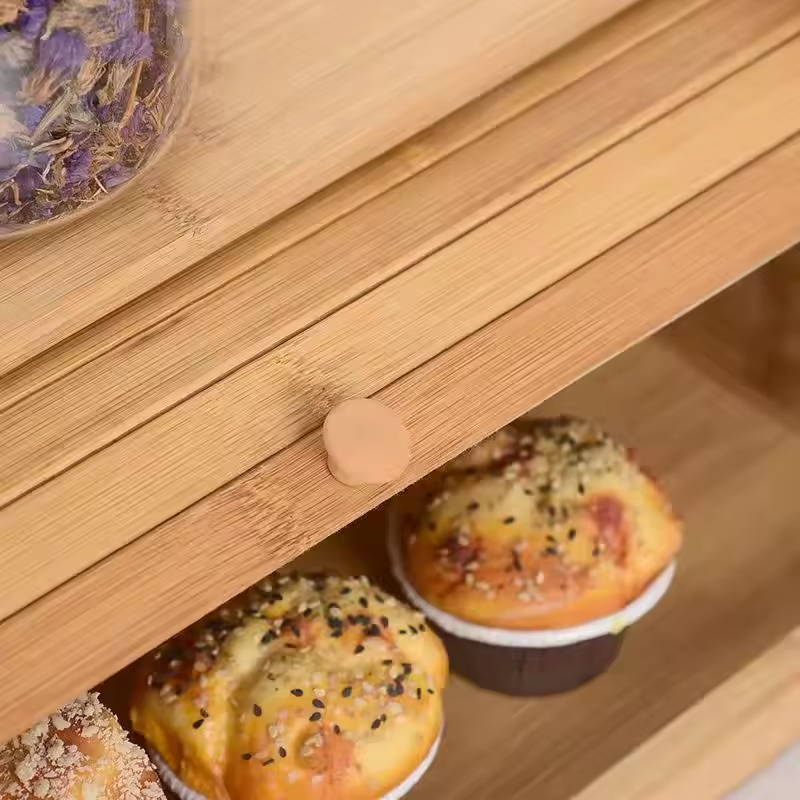 Bamboo Bread Box for Kitchen Food Container