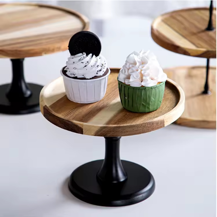 Customized Double Layers Wedding Cake Stand Deserts Serving Plate 