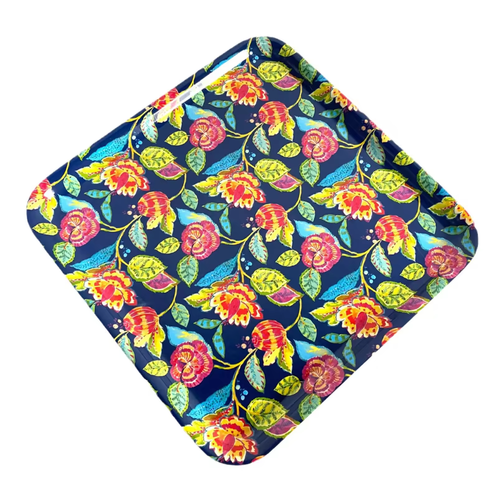 Nonslip Rectangular Floral Printing Fruit Serving Tray