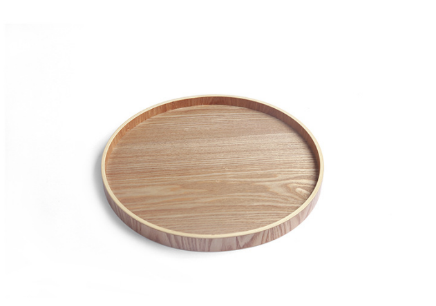 Round Serving Tray High Quality Non-slip Willow Wood Plate Dish Wooden Plate Natural Wood Customized Pattern