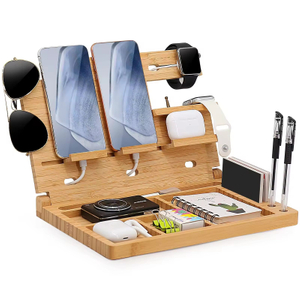 Multifunction Wooden Docking Station Key Holder Watch Organizer Cell Phone Holder