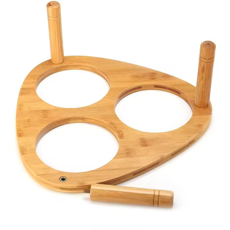 Triple Bowl Raised Stand Bamboo Pets Feeder 